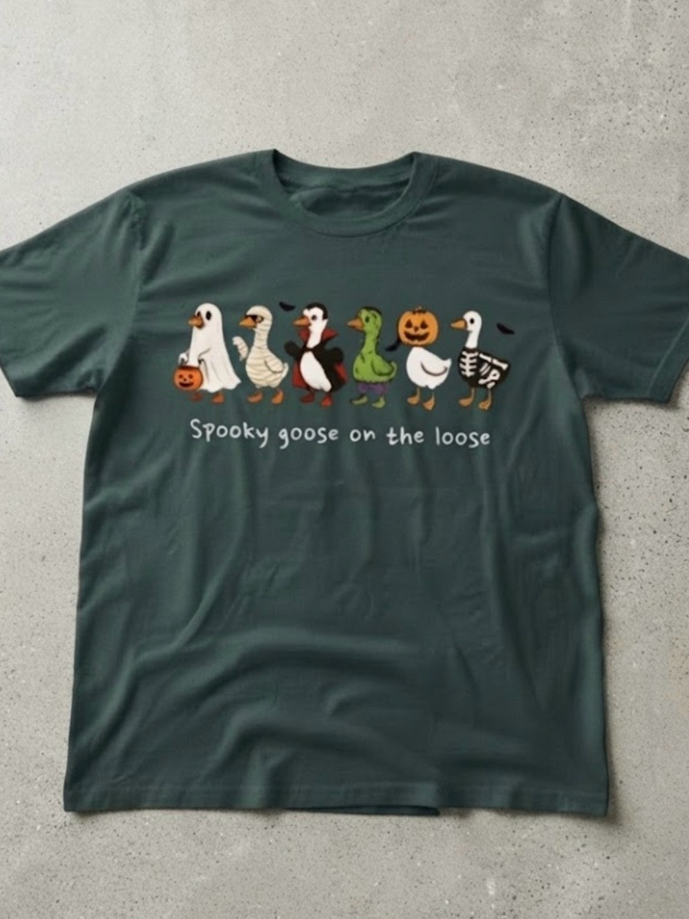 Gildan Dark Green Short Sleeve Halloween Goose Graphic Tee